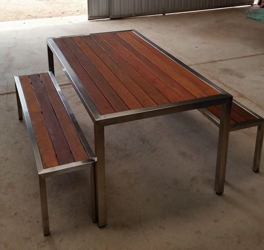 Stainless Steel Table And Bench Seats, Outdoor Stainless Steel Table